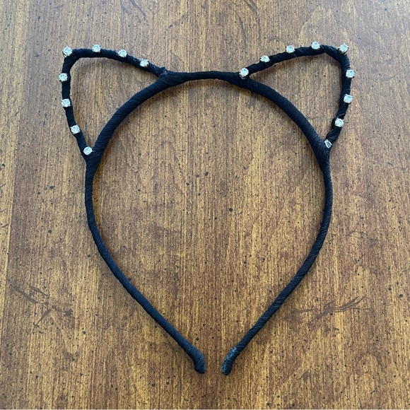 Accessories - Black Rhinestone Cat Ear Headband